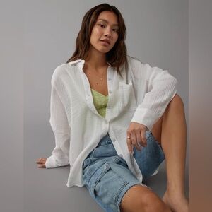 Aerie Gauzy Knit Waffles Layering Shirt
